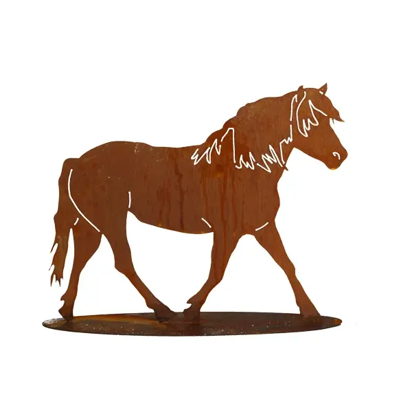Rostdeko Pferd auf Platte H75cm B100cm
