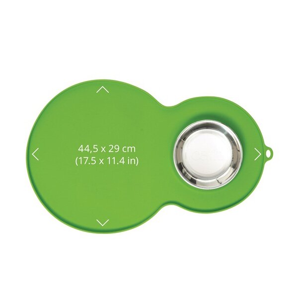 Catit Silikonmatte Erdnuss 46x29cm mit Edelstahlnapf grün