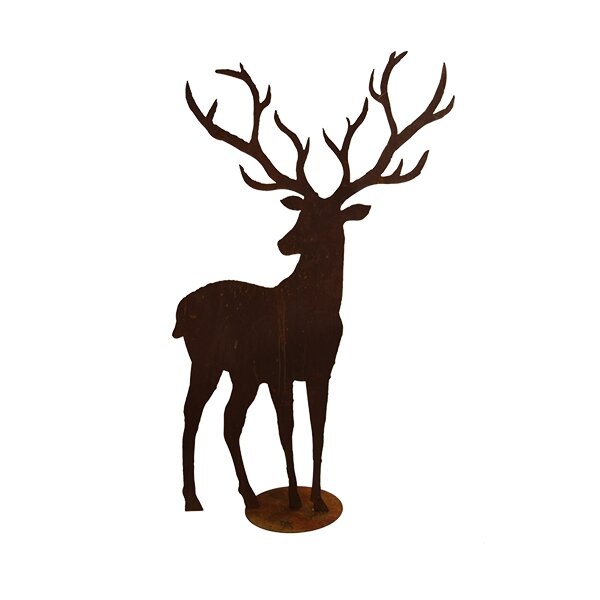 Rostdeko Hirsch Gro? mit Geweih auf Platte (Steckverbindung) H149 B 91cm