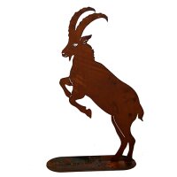 Rostdeko - Steinbock auf Platte H110cm