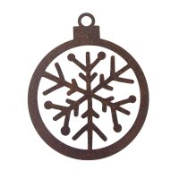 Rostdeko Christbaumkugel mit Schneeflocke A klein D9,5cm