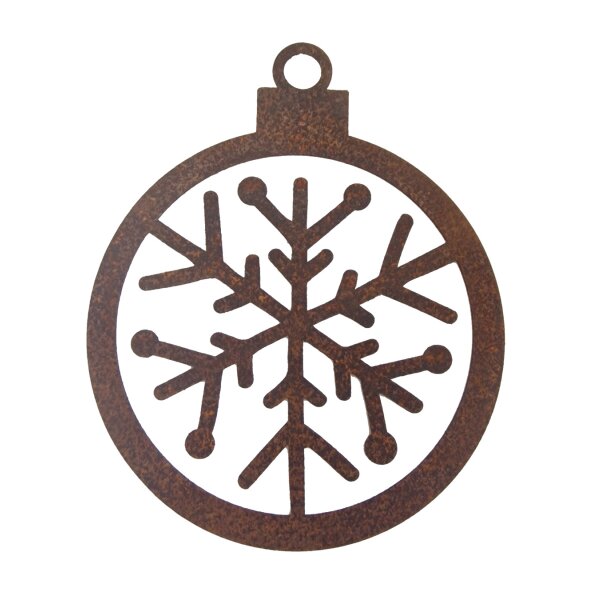 Rostdeko Christbaumkugel mit Schneeflocke A gross D 11,8cm
