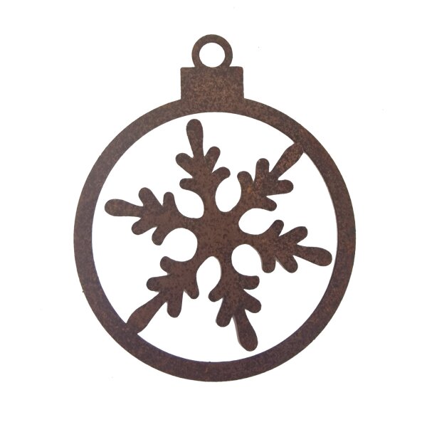 Rostdeko Christbaumkugel mit Schneeflocke B klein D 9,5cm