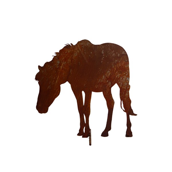 Rostdeko Pferd grasend Bauernhof Tiere 39x39cm stehend