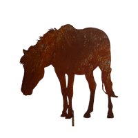 Rostdeko Pferd grasend Bauernhof Tiere 39x39cm stehend